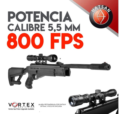 Imagen 7 de 10 de Rifle Nitro Piston Hatsan Airtact Silenciador Funda Cuotas