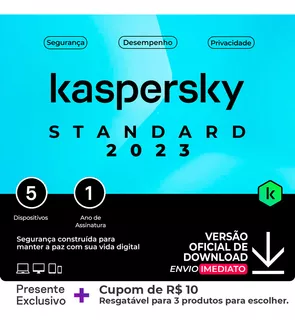Kaspersky Antivírus Standard 5 Dispositivos 1 Ano