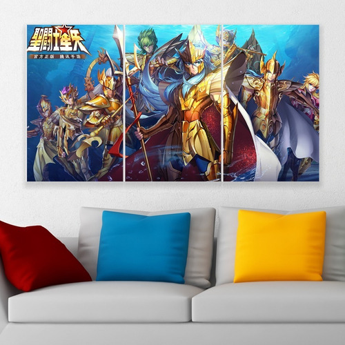 Cuadro Triptico Saint Seiya Awakening Poseidon Art Canvas