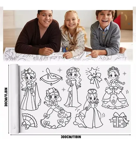 Papel Con Dibujos Para Colorear 3 Metros Niños Niña Color