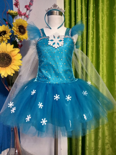 Disfraz Cosplay Vestido Tutù Elsa Frozen (alta Calidad) Turquesa 6