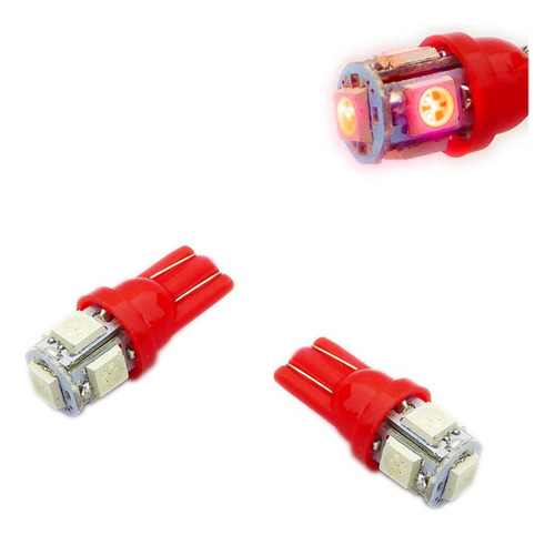 Luz Led T-10, Luz Color Rojo 12 Volt Cola Pescado Para Auto