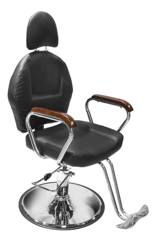 Silla Sillon Hidraulica Reclinable Barberia Salon Estetica Color Negro Forma de la base Redonda