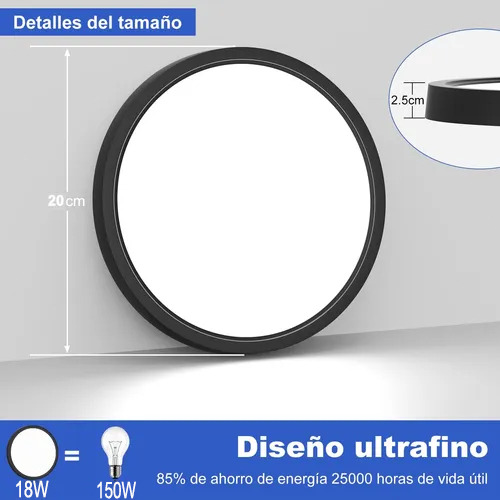 Led Tipo Plafón 18 W, Redondo, 3000-6000k, 3 Colores