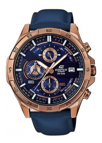 Reloj Casio Edifice Efr-556l Blue Leather Nuevo Y Original 