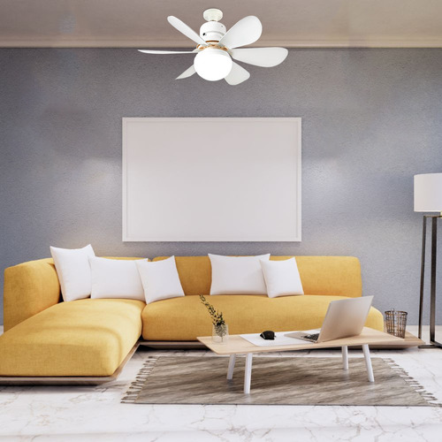 Cityluz Ventilador Con Control Remoto 5 Aspas 52 Cm Blanco 52 Cm Blanco Blanco Plástico 5