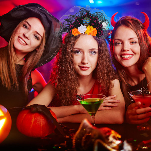 2 Diademas Con Forma De Calavera Y Flores Para Halloween, En