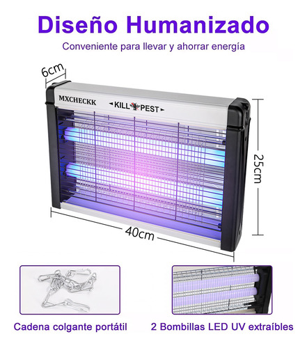 Lampara Mata Mosquitos Eléctrico Repelente Moscas 20w Uv