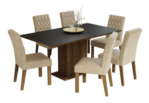 Madesa Comedor Mesa Madera 6 Sillas Hanna Rust./negro/imp