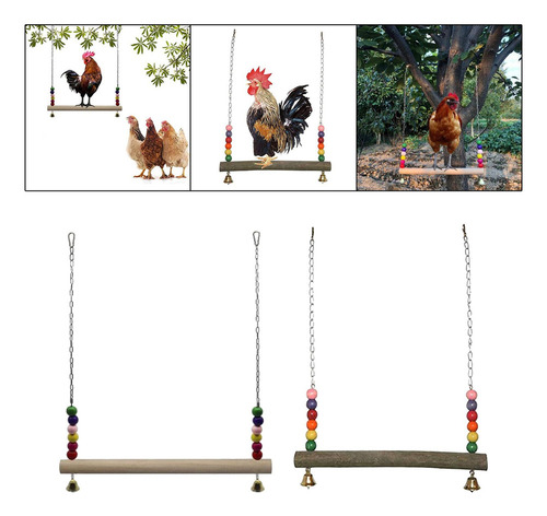 2x Pollo Columpio Juguete Gallina Madera Pollo Perca