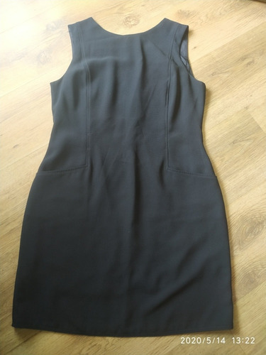 Vestido Preto Básico Forrado Com Bolso, Zíper Tam 42 Lindo