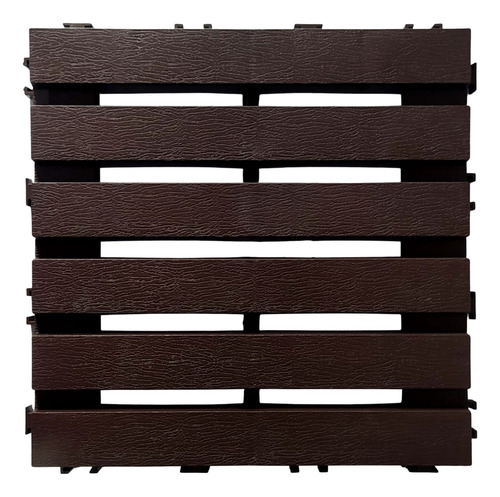 Kit 15 Deck Madeira Plástico Encaixe Modular Varanda Marrom-escuro