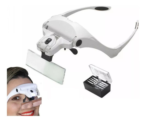 Lupa De Cabeza 5 Lentes Intercambiables Luz Led