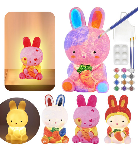 Lampara De Noche Conejo Con Luces Led Y Pinturas Para Niños