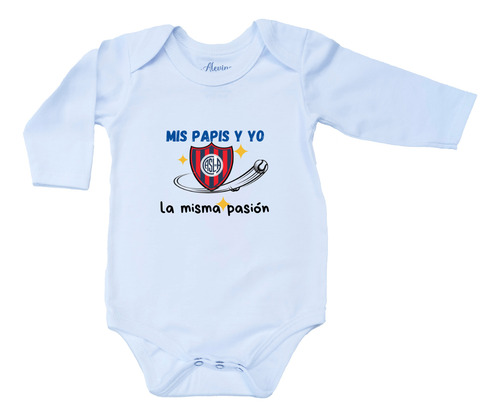 Body Bebé Algodón San Lorenzo Mangas Largas Con Frase Pasión Papis 18 Meses