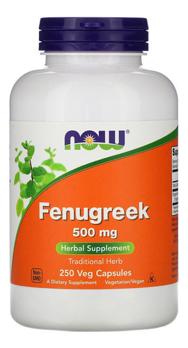 Fenogreco Now Fenugreek 500 Mg 250 Cápsulas Sabor Sin Sabor