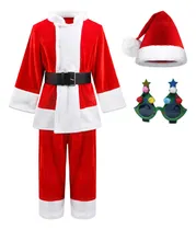 Comprar Trajes De Actuación De Rol De Papá Noel Infantil Niños Y Niñas Vestidos De Fiesta De Navidad Ropa De Traje + Sombrero + Cinturón + Gafas