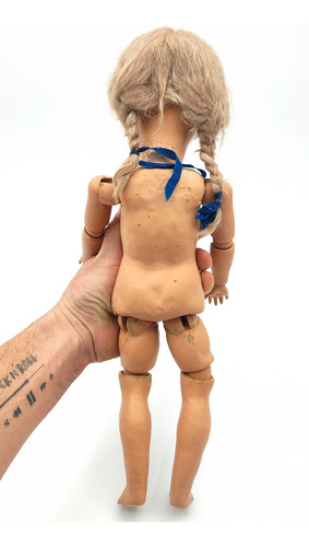 Muñeca Antigua De Madera Pasta Eidema - Juguete (Usado)