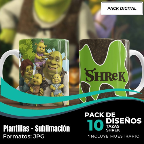 Diseños Plantillas Para Tazas Shrek  Sublimación 