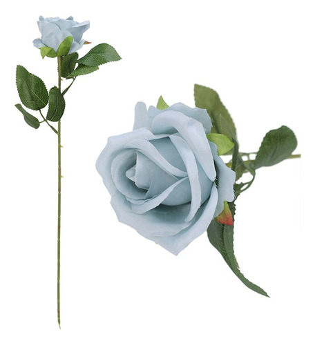 Rosas Azules Con Hojas Artificiales Para Decoración Del Hoga