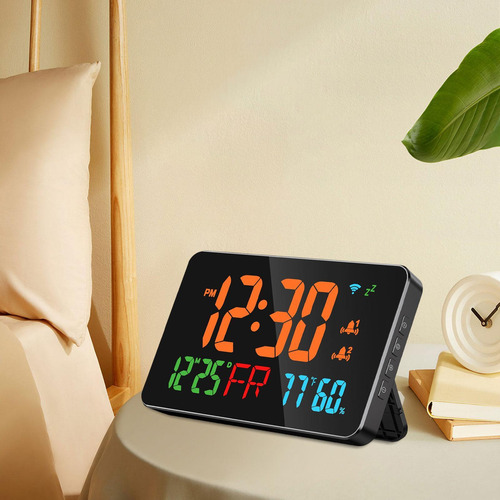 Reloj Digital Reloj De Pared Led Con Fecha Pantalla Naranja