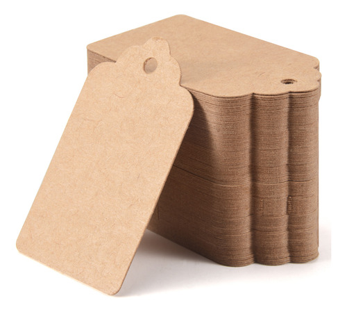 Paquete De 100 Tarjetas Rústicas De Papel Kraft Festoneado D