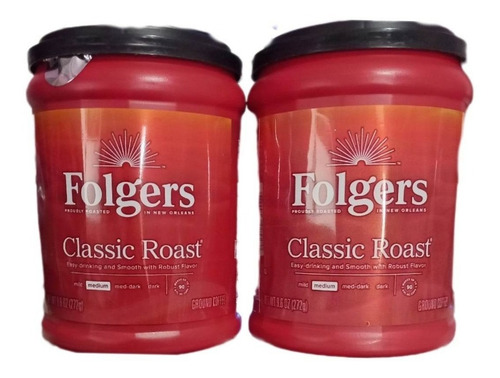 2x Folgers Classic Roast / Cafe Clasico Para Caferera