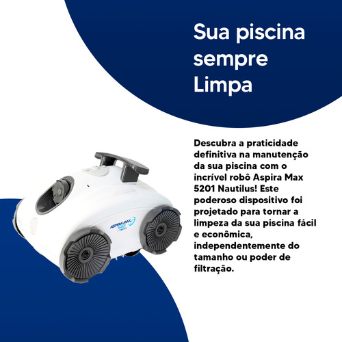 Robô Filtro Piscina Aspirador Automático Cabo 11m Nautilus 220v