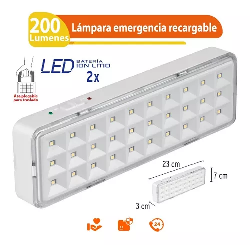 Lámpara de emergencia recargable 220 lm, 30 LED