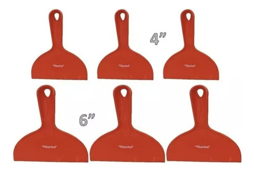Juego De 6 Espátulas Plásticas De 4 Y 6 (3 Pz De C/u)