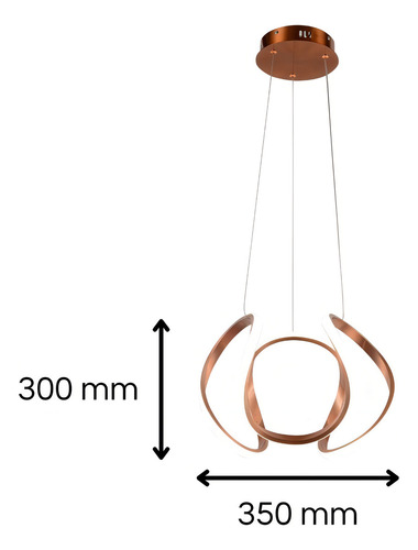 Pendente Led Lustre Moderno Design Onda 50w Luz 3 Em 1 Cor Rose gold 127/220V