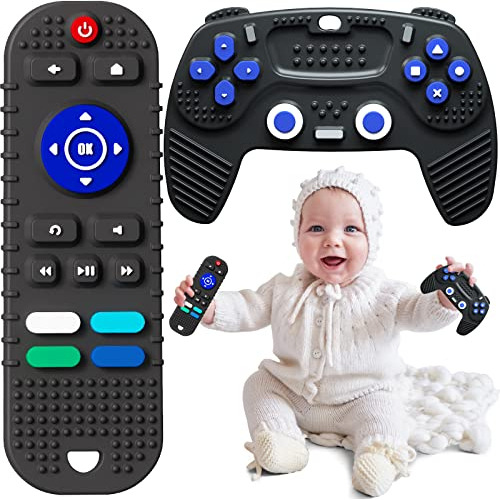 2 Pack Remote Control And Game Controller Teething Toys...