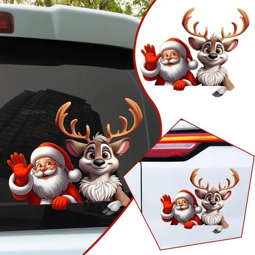 Adhesivo Navideño Con Forma De Alce De Papá Noel Para La Ven
