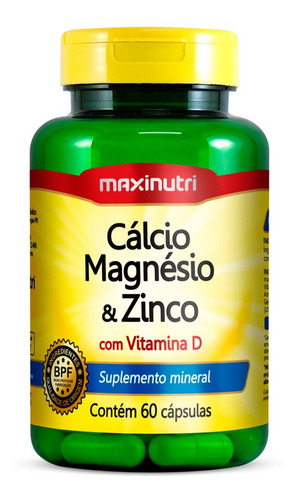 Imagem 1 de 2 de Cálcio + Magnésio E Zinco 600mg Com 60 Cápsulas - Maxinutri