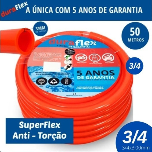 Mangueira Bomba De Sítio Reforçada Flexível ¾ X 3,00mm 50mts