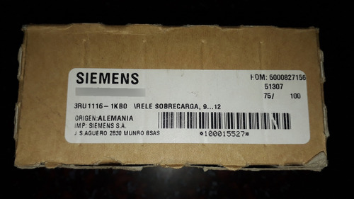 Relevo Termico Siemens De 9 A 12 Amp 3ru1116-1kb0