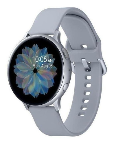 Samsung Galaxy Watch Active2 (Bluetooth) 1.4" caixa 44mm de alumínio cloud silver pulseira cloud silver de fluoroelastómero e o arco cloud silver SM-R820