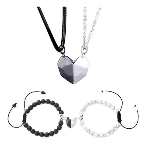 Conjunto De Colar De Pulseiras Combinando Com Ímã De Amor 4p