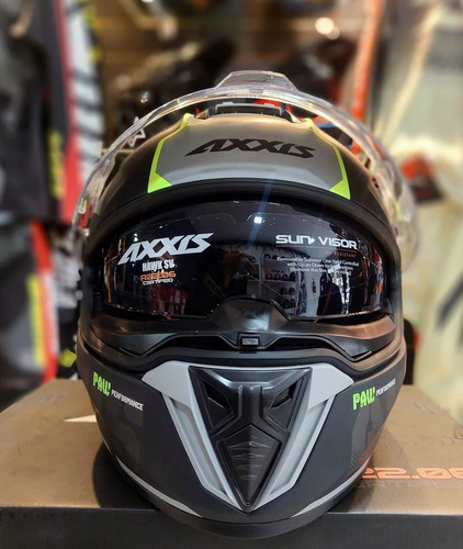 Imagen 5 de 8 de Casco Moto Axxis Hawk Evo Paw B2 Gris Mate Doble Visor
