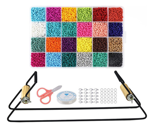 Metal Bead Loom Kit 24 Colores Seed Beads Crafts Tijeras