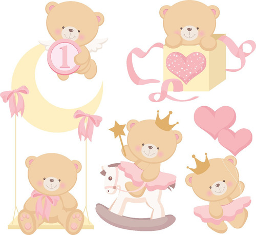 Clipart Bella Osita Bebe Rosa 1