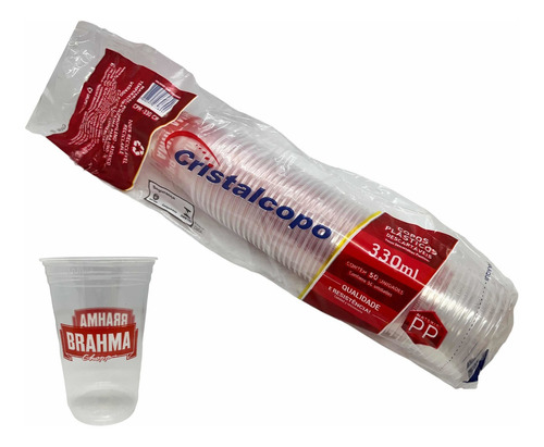 Copo Plástico Personalizado Brahma 330 Ml C/50 Unidades Cor Transparente