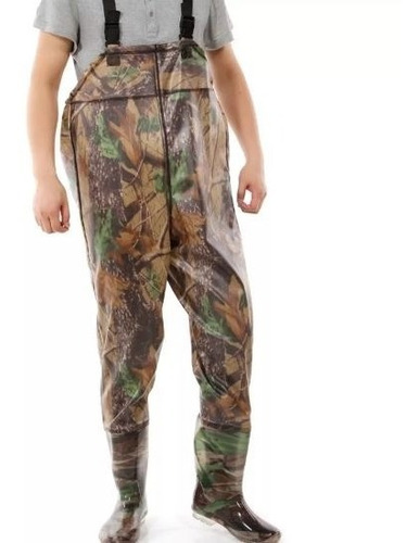 Imagen 1 de 4 de Wader Térmico Camuflado Material Pvc + Nylon Impermeable
