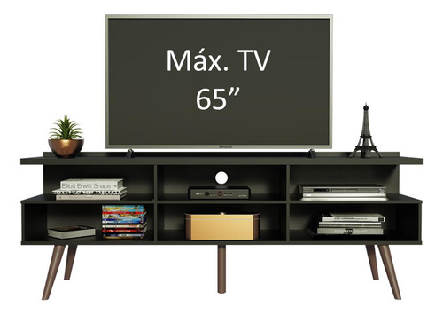 Mueble Mesa Para Tv Rack Madesa Con Pies Nm Color Negro