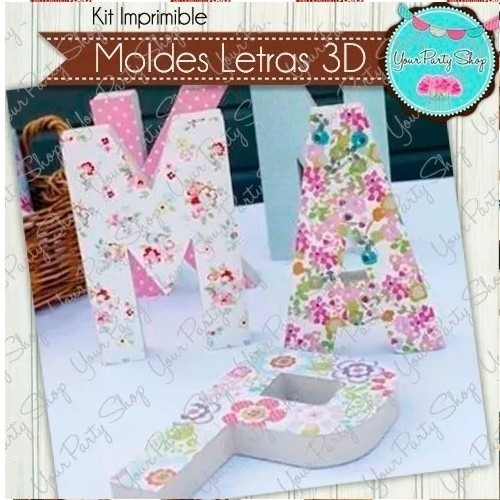 Kit Imprimible Letras 3d Moldes Alfabeto Divinas | Cuotas sin interés Kit Imprimible Letras 3d Moldes Alfabeto Divinas | Cuotas sin interés