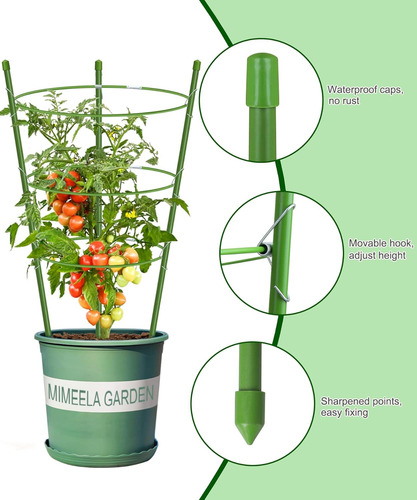 Paquete De 4 Jaulas Para Tomates Con Soporte Para Plantas...