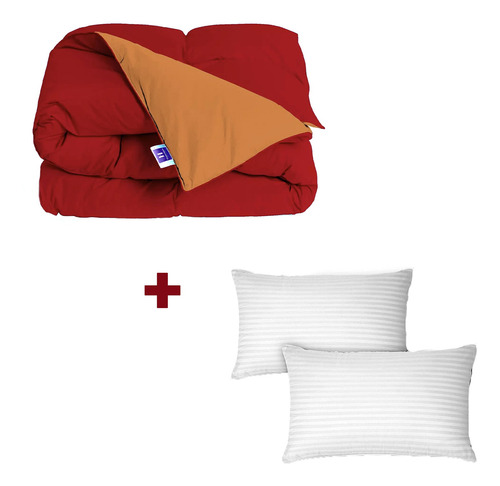 Acolchado King Size Edredon Bordo + Almohadas Regalo Vip