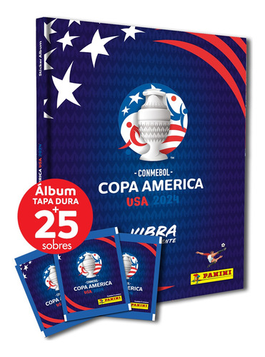 Pack 1 Album Tapa Dura + 25 Sobres Copa America Usa 2024