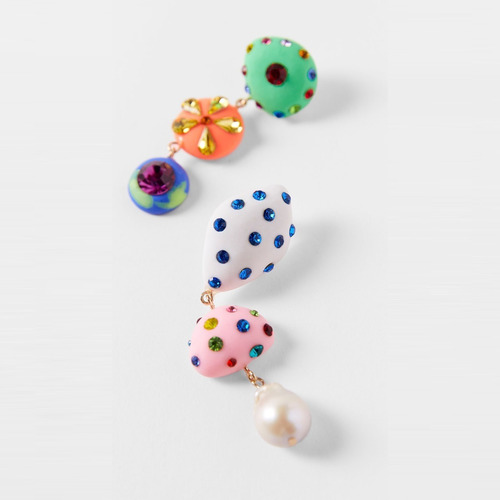 Imagen 4 de 4 de Pendientes Aros Multicolor Irregular Fantasia - Livianos