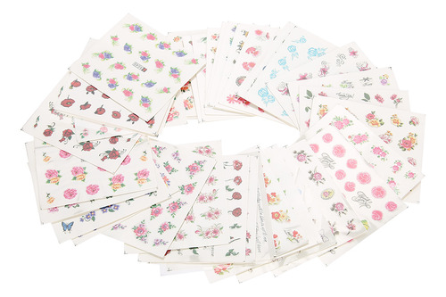 50 Hojas De Flores Mixtas Butterenfly Cartoon Arte De Uñas